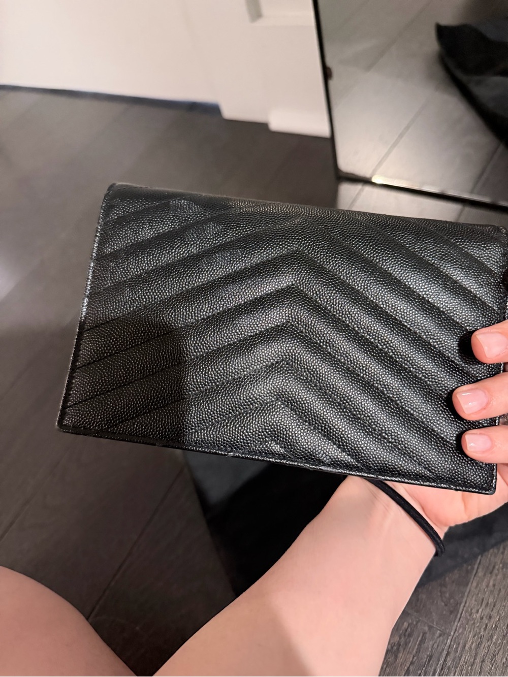 Saint Laurent Black Quilted Envelope Crossbody with Silver Chain - Picture 5 of 6